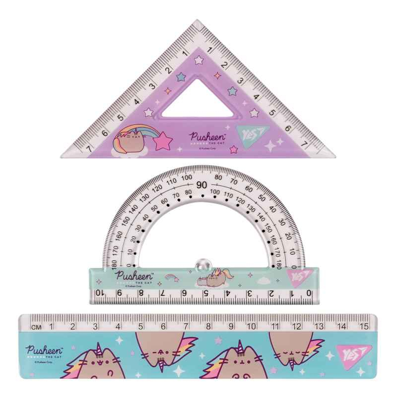 Набір лінійок Yes Pusheen 370675, 3 предмети, лінійка 15 см