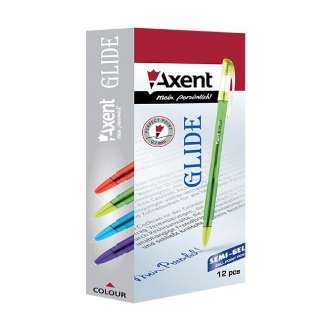 Ручка масляна Axent Glide ab1052-2-02-a, 0,7мм, синя