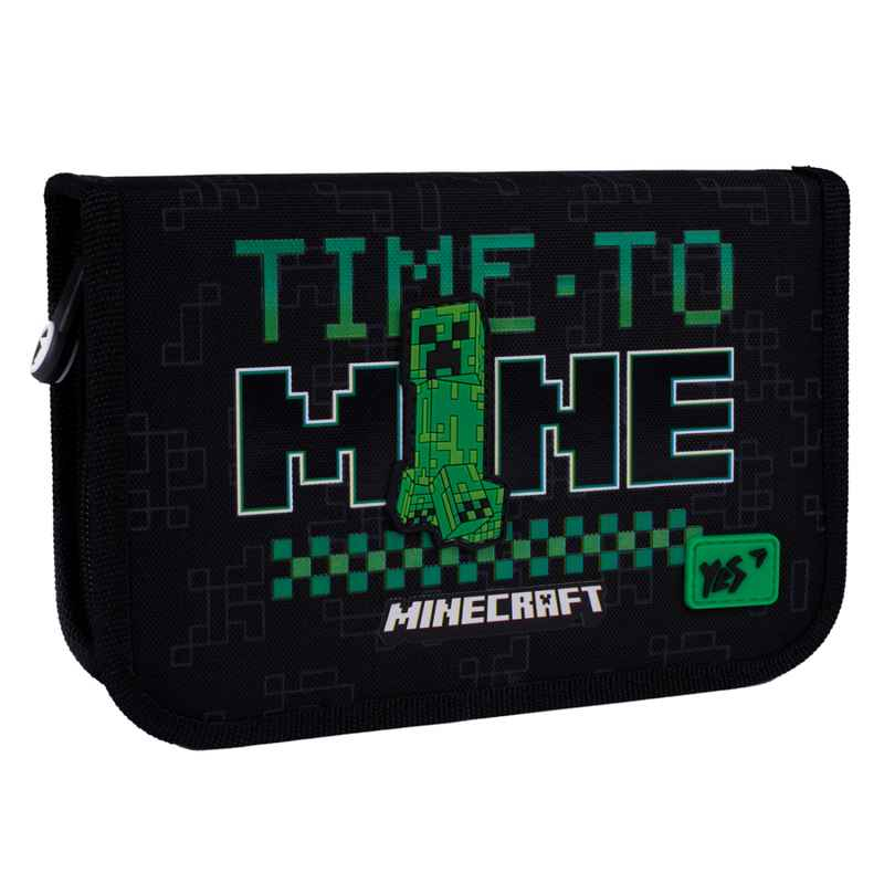 Пенал шкільний Yes Minecraft Time HP-04, 533631 одинарний з двома клапанами