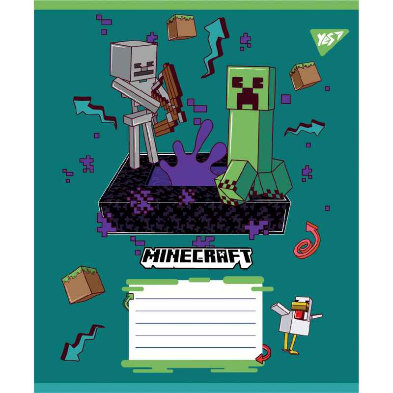 Зошит шкільний Yes Minecraft Heroes 767576, 12 аркушів клітинка