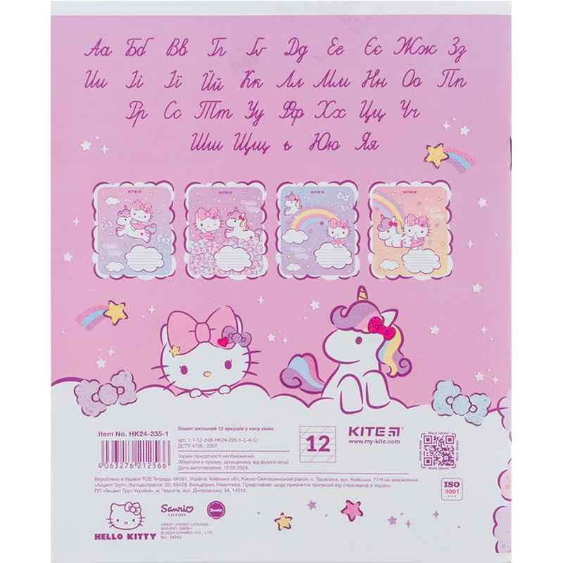 Зошит шкільний Kite Hello Kitty HK24-235-1, 12 аркушів, коса лінія