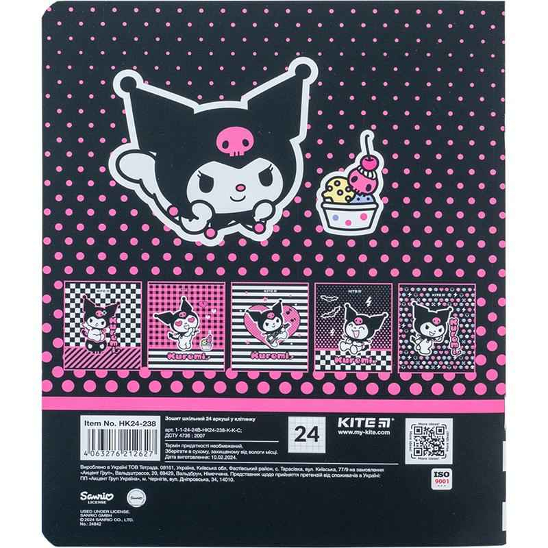 Зошит шкільний Kite Kuromi HK24-238, 24 аркуша, клітинка