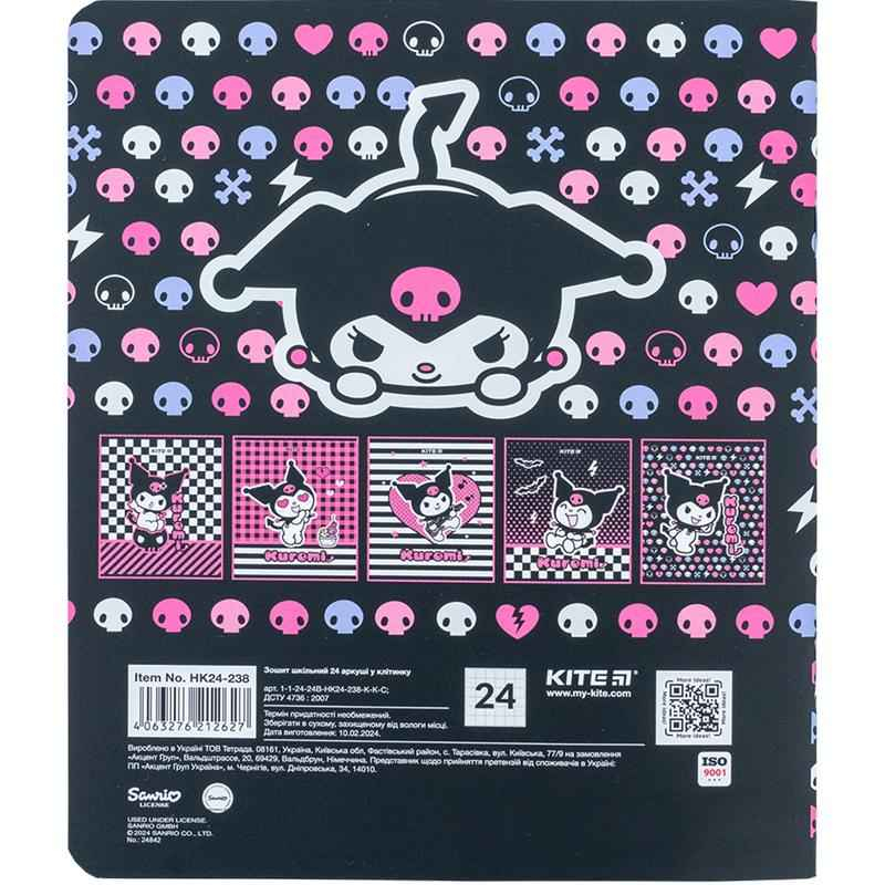 Зошит шкільний Kite Kuromi HK24-238, 24 аркуша, клітинка