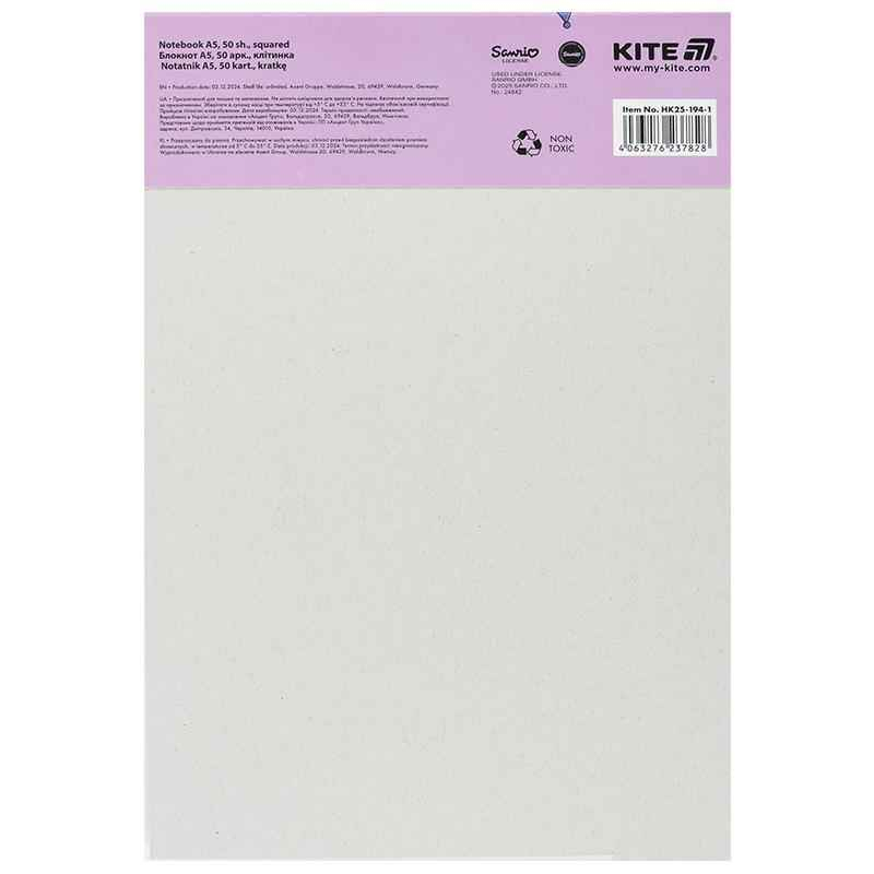 Блокнот-планшет Kite Kuromi HK25-194-1, A5, 50 аркушів, клітинка