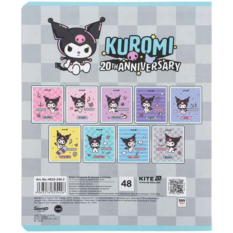 Тетрадь предметная Kite Kuromi HK25-240-2, 48 листов, клетка, физика