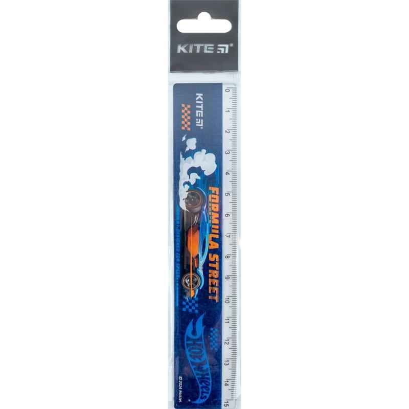 Лінійка пластикова Kite Hot Wheels HW24-090, 15 см
