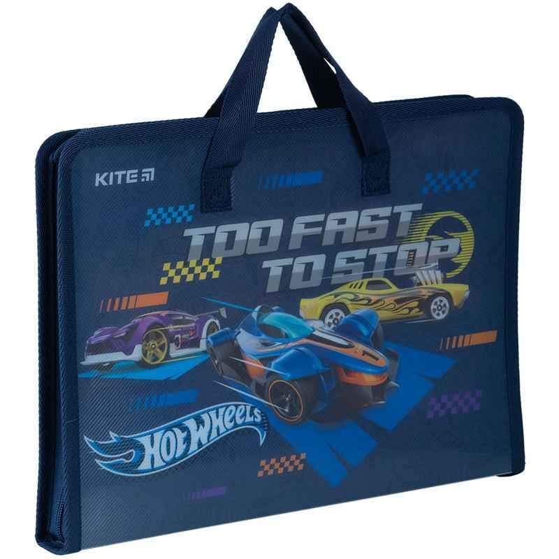 Папка-портфель на блискавці Kite Hot Wheels HW24-202, 1 відділення, A4