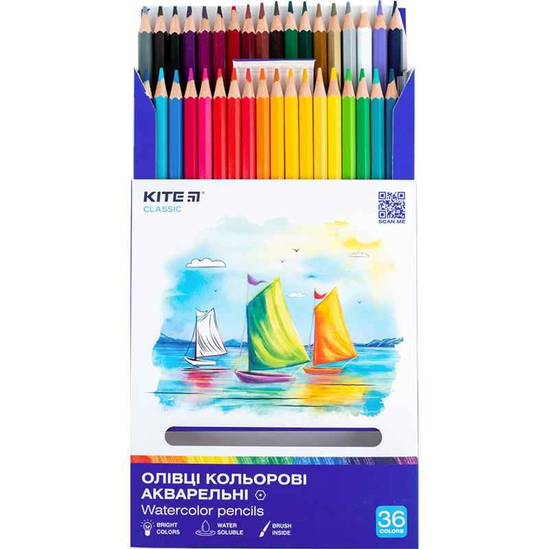 Олівці кольорові акварельні Kite Classic K-1052, 36 шт.