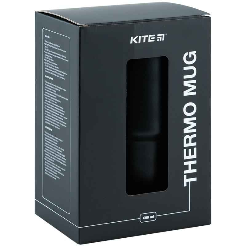 Термокружка з ручкою Kite K24-1207-1, 600 мл, чорна