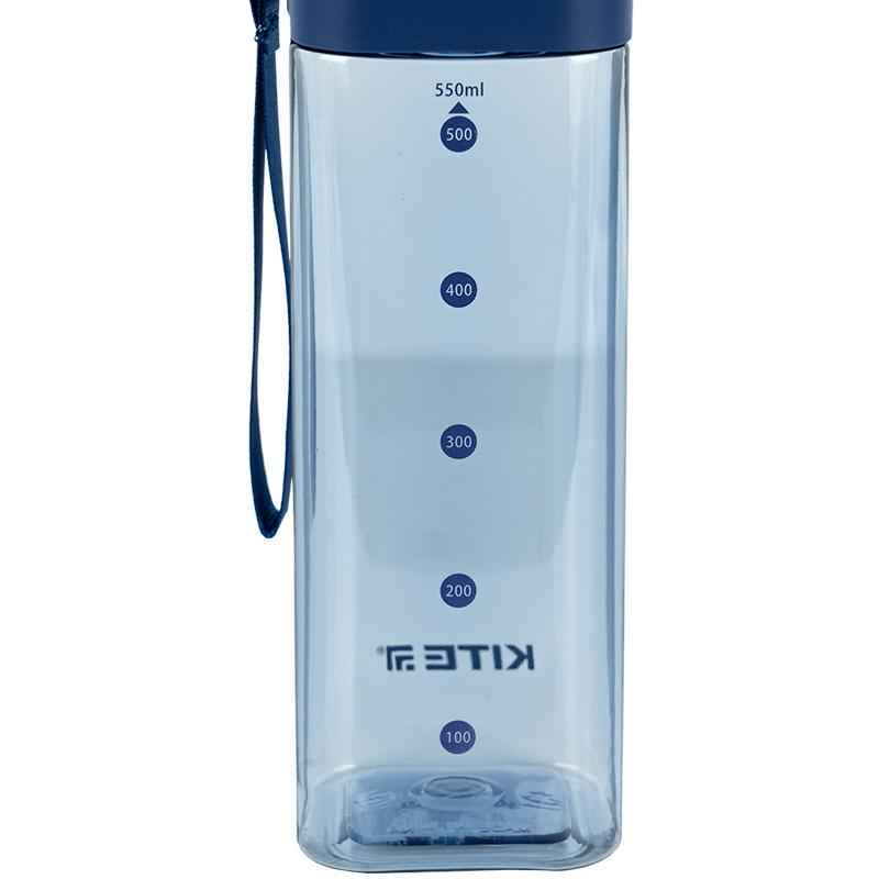 Пляшечка для води квадратна Kite K24-1209-1, 550 мл, блакитна