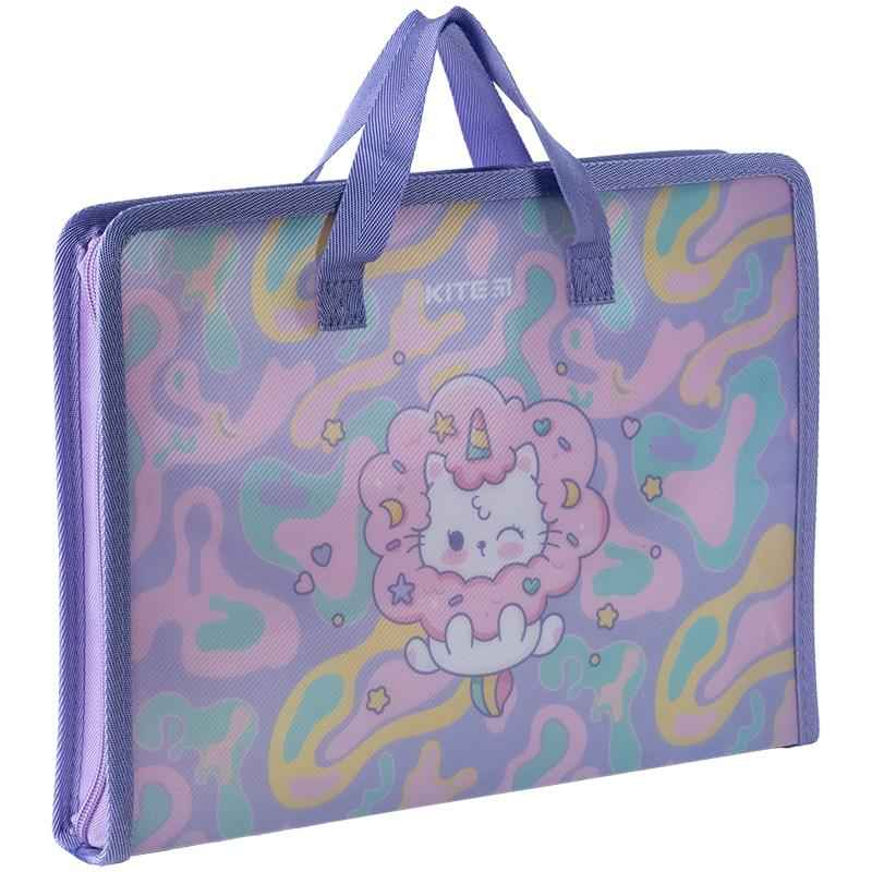 Папка-портфель на блискавці Kite Rainbow Catcorn K24-202-1, 1 відділення, A4