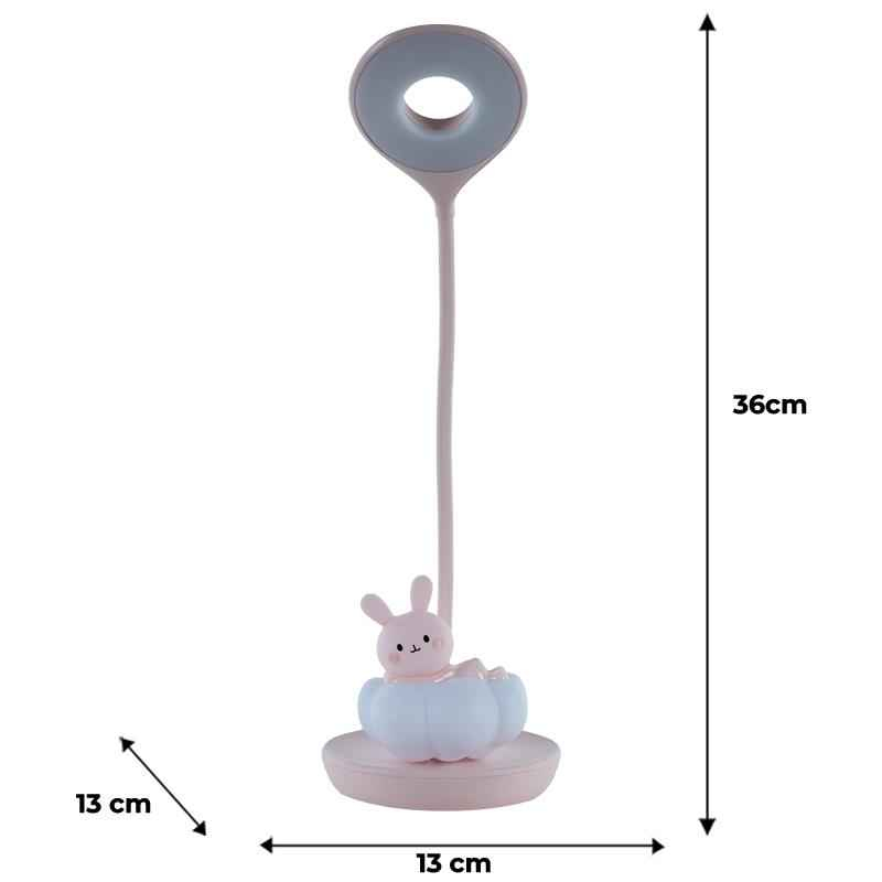Настільна лампа LED з акумулятором Cloudy Bunny Kite K24-493-1-2, рожевий