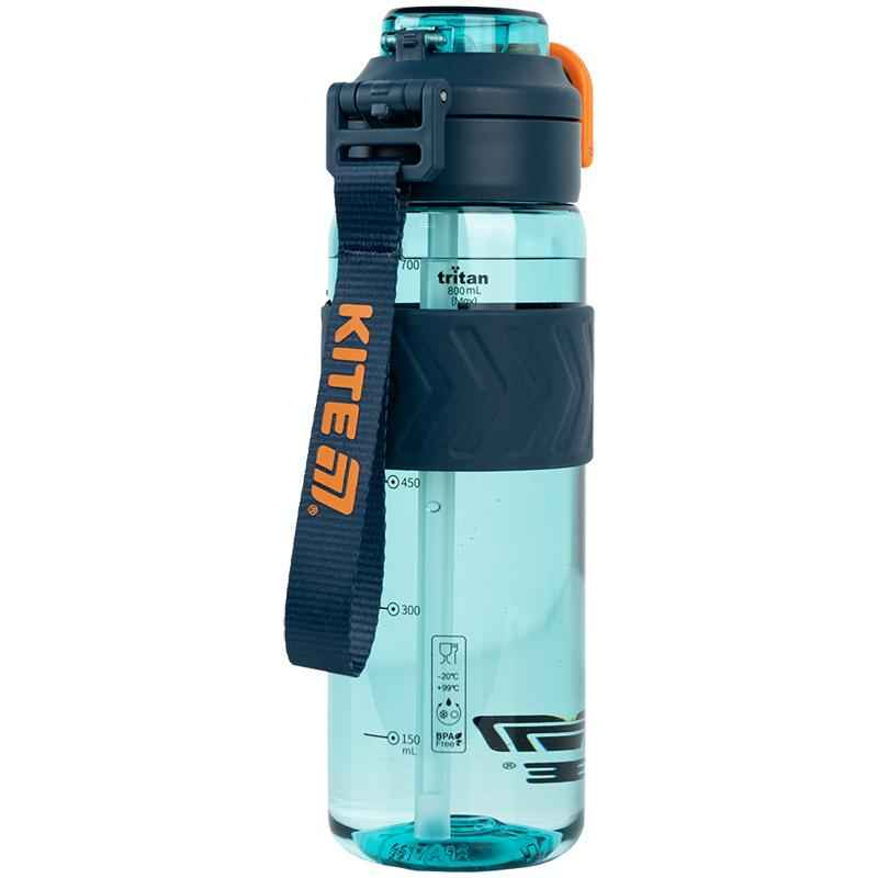 Пляшечка для води з трубочкою Kite K25-1234-3, 800 мл блакитно-помаранчева