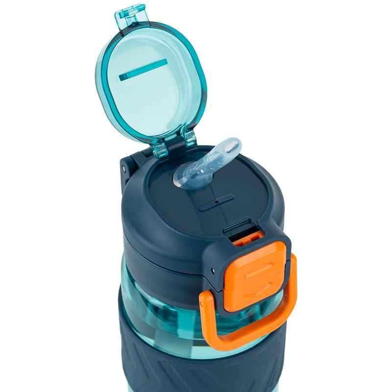Пляшечка для води з трубочкою Kite K25-1234-3, 800 мл блакитно-помаранчева