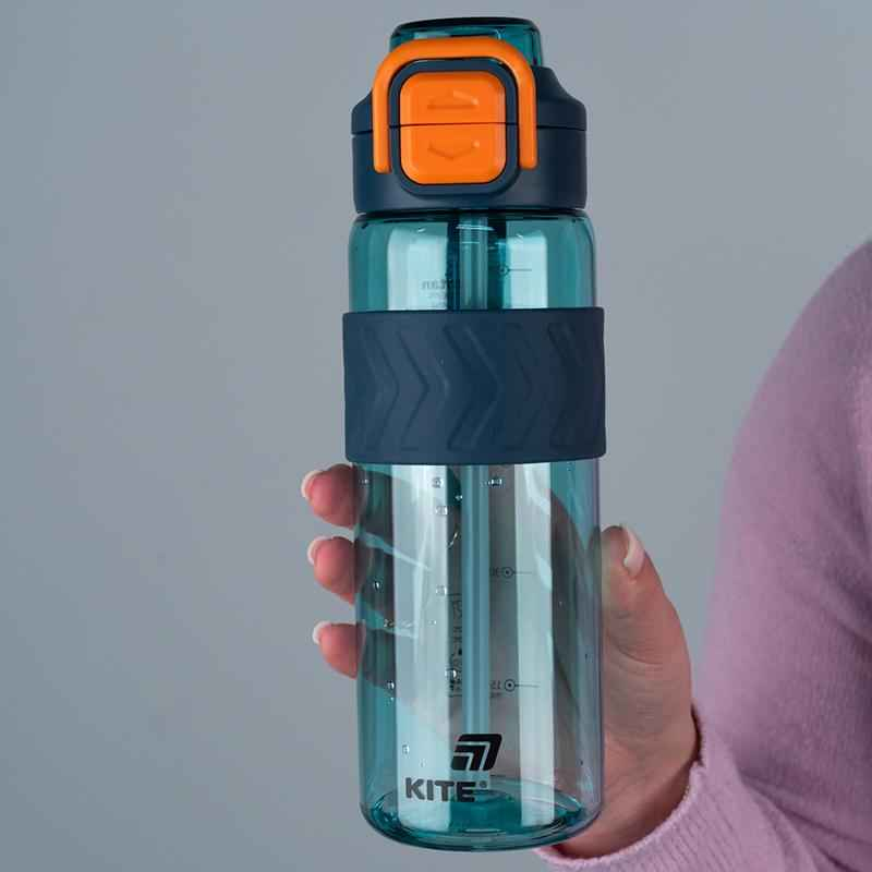 Пляшечка для води з трубочкою Kite K25-1234-3, 800 мл блакитно-помаранчева