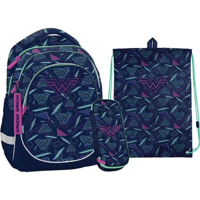 Шкільний Набір Рюкзак + Пенал + Сумка для взуття Kite Education DC comics SET_DC22-700M