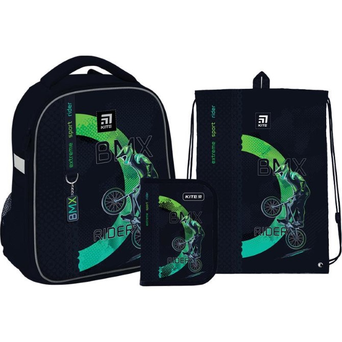 Шкільний Набір Рюкзак + Пенал + Сумка для взуття Kite Education BMX SET_K22-555S-10