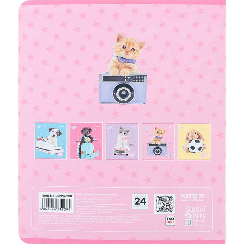 Зошит шкільний Kite Studio Pets SP24-238, 24 аркуша, клітинка