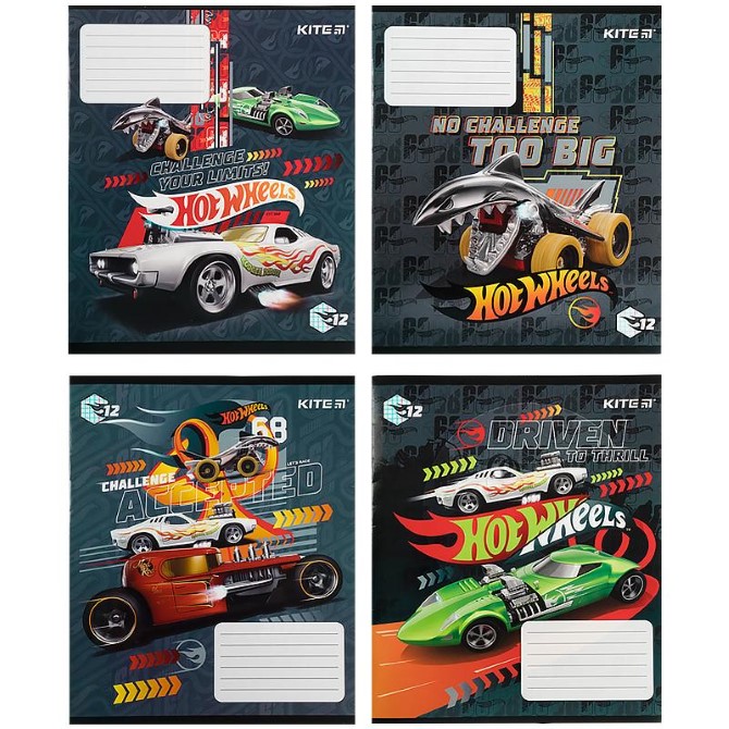 Зошит шкільний Kite Hot Wheels HW21-232, 12 аркушів, клітинка