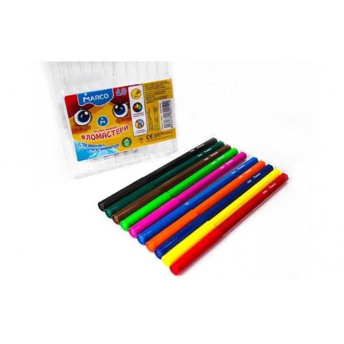 Фломастери Marco ULTRA Washable 1690-10, 10 кольорів