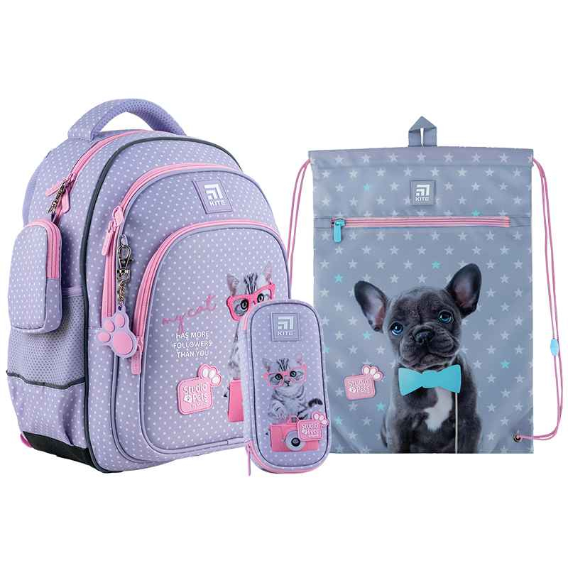 Шкільний набір Kite Studio Pets SET_SP24-763S (рюкзак, пенал, сумка)