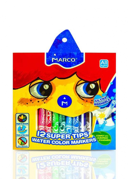 Фломастери Marco Super Washable 1630-12CB, 12 кольорів
