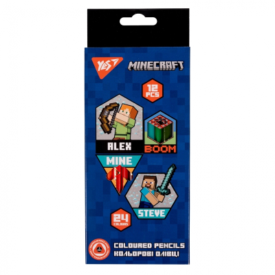 Олівці кольорові тригранні YES Minecraft 290702, 12/24 кол