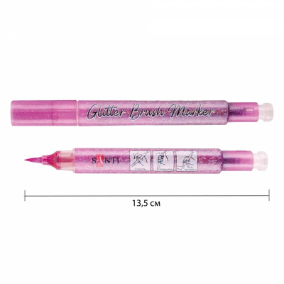 Маркер акварельний SANTI Glitter Brush 390758, пензель, 09 рожевий рай