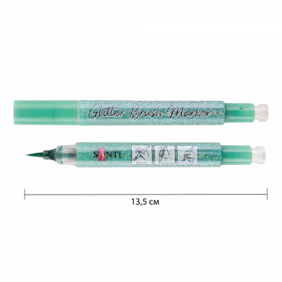 Маркер акварельний SANTI Glitter Brush 390760, пензель, 11 аквамарин