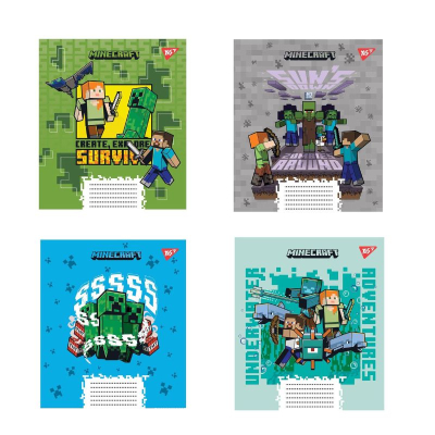 Зошит шкільний Yes Minecraft 766561, 12 аркушів коса лінія
