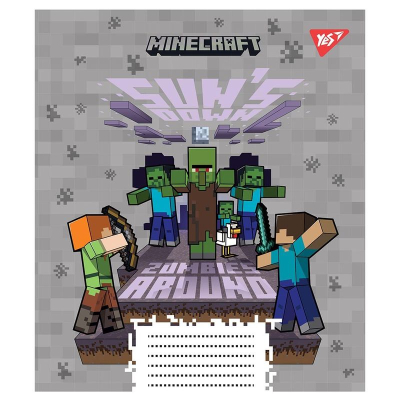 Зошит шкільний Yes Minecraft 766561, 12 аркушів коса лінія