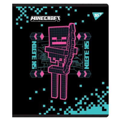 Зошит шкільний YES Minecraft Black 767502, 12 арк. коса лінія