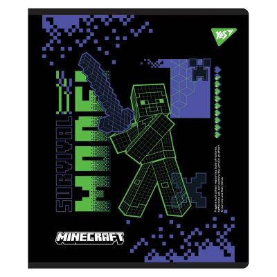 Зошит шкільний YES Minecraft Black 767502, 12 арк. коса лінія