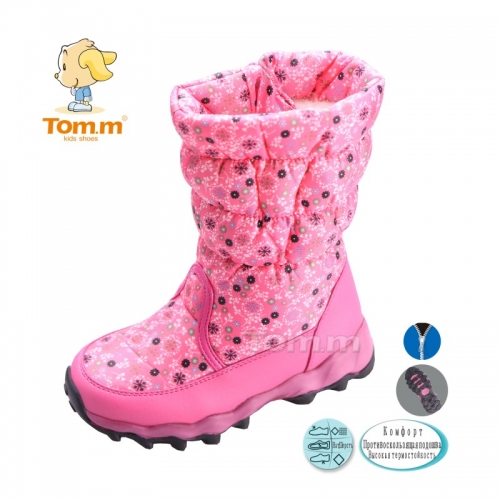 Зимові чобітки для дівчинки з хутром ТМ TOM.M, рожеві