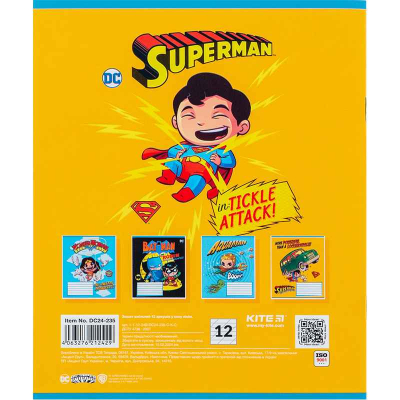 Зошит шкільний Kite DC Comics DC24-235, 12 аркушів, коса лінія