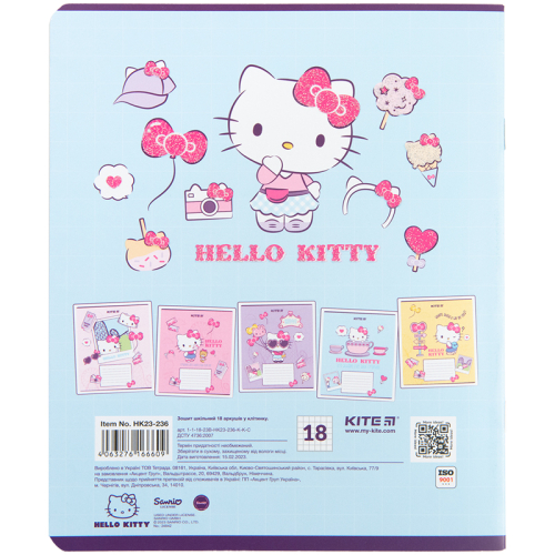 Зошит шкільний Kite Hello Kitty HK23-236, 18 аркушів, клітинка