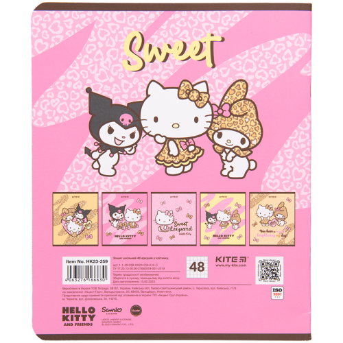 Зошит шкільний Kite Hello Kitty HK23-259, 48 аркушів, клітинка