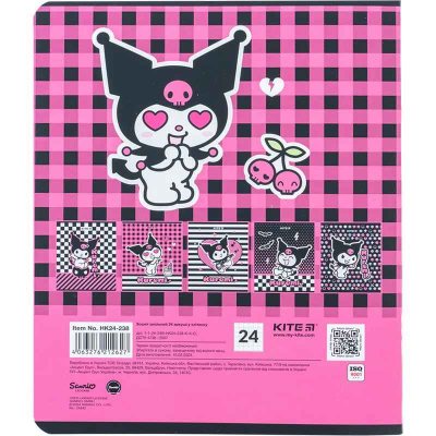 Зошит шкільний Kite Kuromi HK24-238, 24 аркуша, клітинка