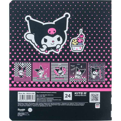 Зошит шкільний Kite Kuromi HK24-238, 24 аркуша, клітинка