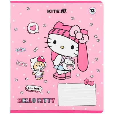 Тетрадь школьная Kite Hello Kitty HK25-232-1, 12 листов, клетка