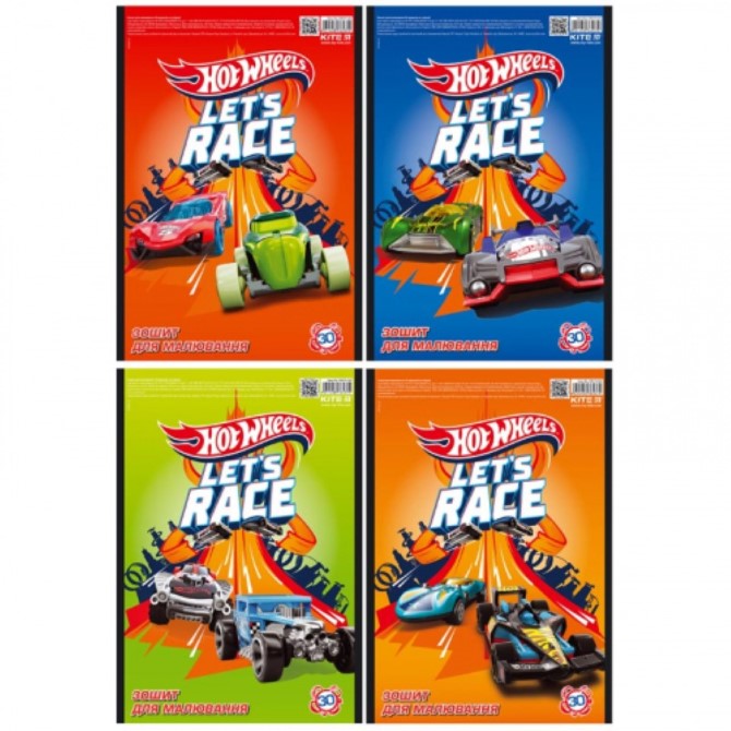 Зошит для малювання Kite Hot Wheels, 30 аркушів HW19-243