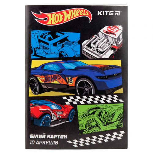 Картон білий односторонній Kite Hot Wheels HW19-254, А4, 10 аркушів