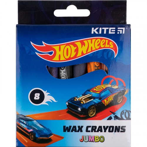 Крейда воскова Kite Jumbo Hot Wheels HW21-076, 8 кольорів