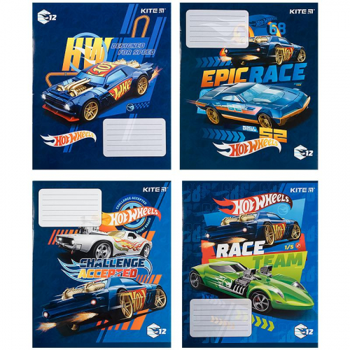 Зошит шкільний Kite Hot Wheels HW21-234, 12 аркушів, лінія