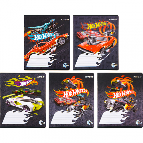 Зошит шкільний Kite Hot Wheels HW22-232, 12 аркушів, клітинка