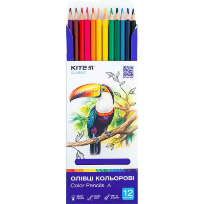 Олівці кольорові тригранні Kite Classic K-053, 12 шт.