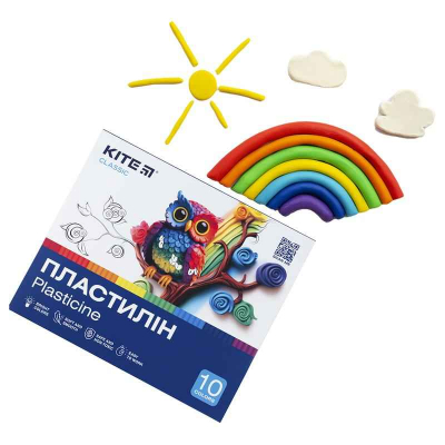 Пластилін Kite Classic K-084, 10 кольорів, 200 г