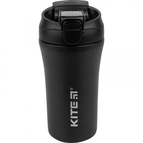 Термокружка з трубочкою Kite K22-457-01, 400 мл, чорна