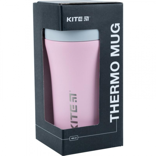 Термокружка з трубочкою Kite K22-457-02, 400 мл, рожева