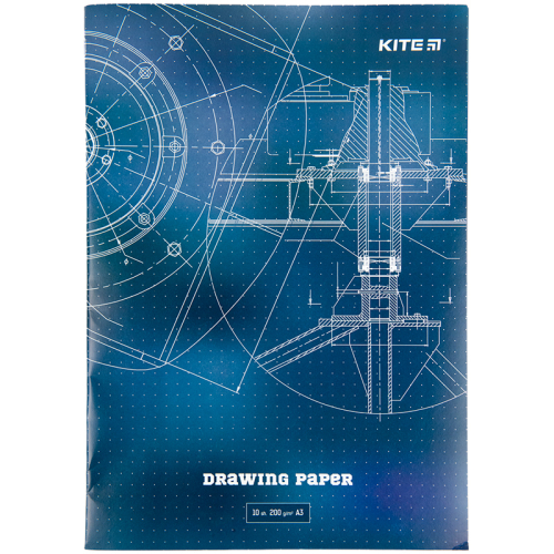 Папір для креслення А3, 10 аркушів, 200г/м2, Kite K23-270